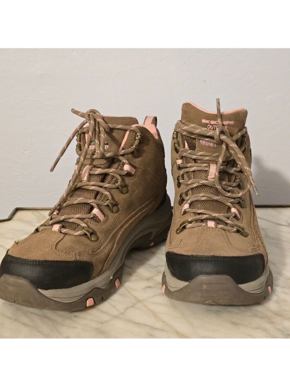 SKETCHERS Womens Trego Alpine Trail Hiking Boots W11 Tan Suede